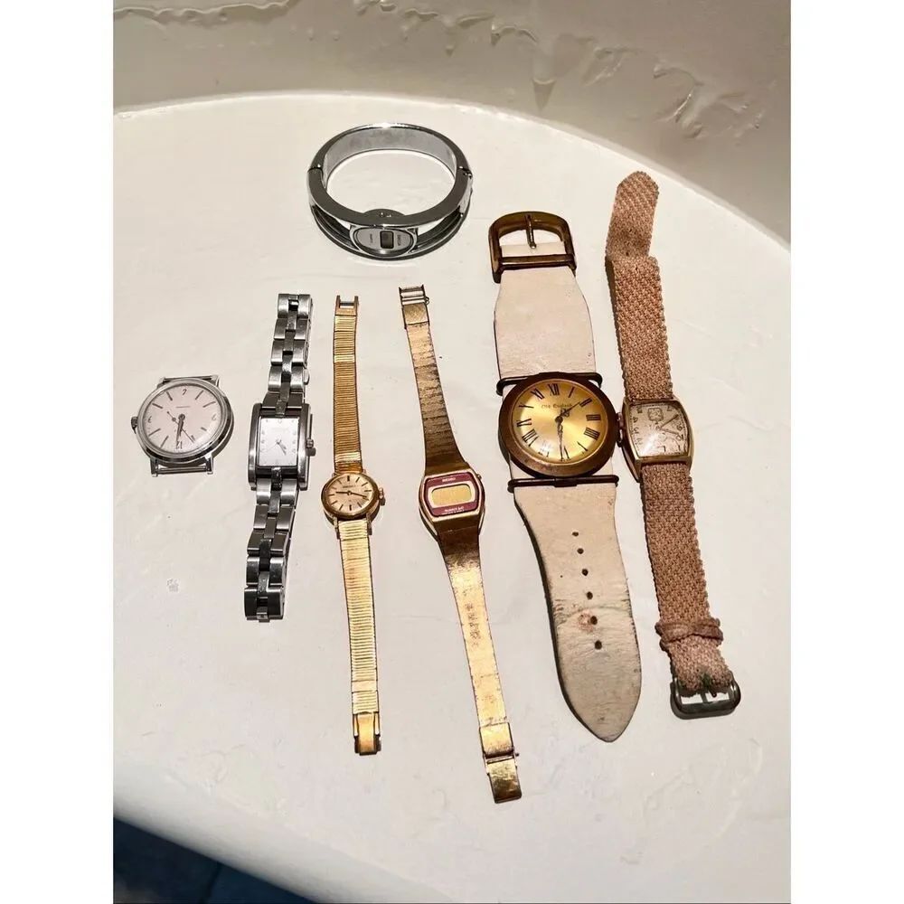 Lot of 7 Seiko Old England Sweda Lord Elgin Timex Kenneth Cole Watch Collection